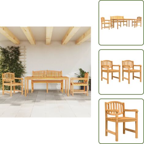 The Living Store Set da Pranzo per Giardino 4 pz in Legno Massello di Teak - Tavolo da pranzo in legno