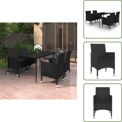 The Living Store Set da Pranzo per Giardino 5 pz con Cuscini Polyrattan e Vetro - Sedie da giardino