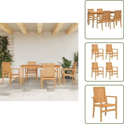 The Living Store Set da Pranzo per Giardino 5 pz in Legno Massello di Teak - Tavolo da pranzo in legno