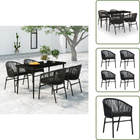 The Living Store Set da Pranzo per Giardino 5 pz Nero - Tavolo da giardino