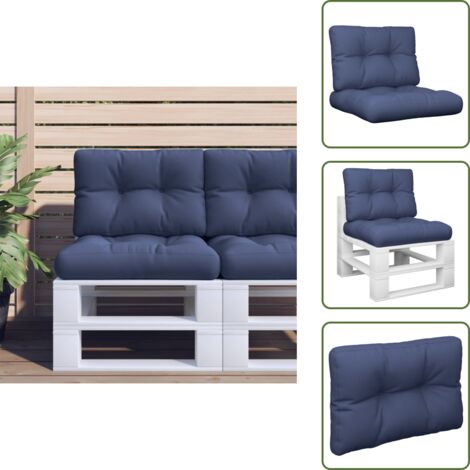 The Living Store Set de cojines para sofá de palets tela azul marino 60x40x12 cm - Cojín exterior