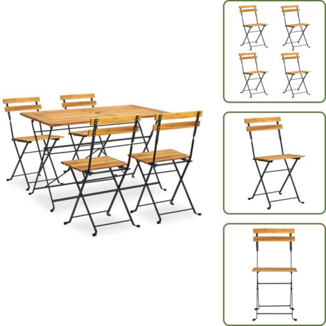 The Living Store Set de comedor de jardín plegable 5 pzas madera maciza acacia - Mesa de jardín