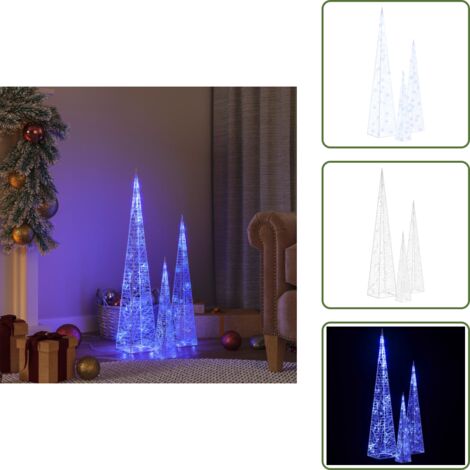 The Living Store Set de cono de luz LED decorativo acrílico azul 30/45/60cm - Conos de luz