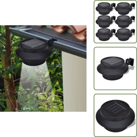 The Living Store Set de lámparas solares de exterior para valla 6 piezas negro - Iluminación solar