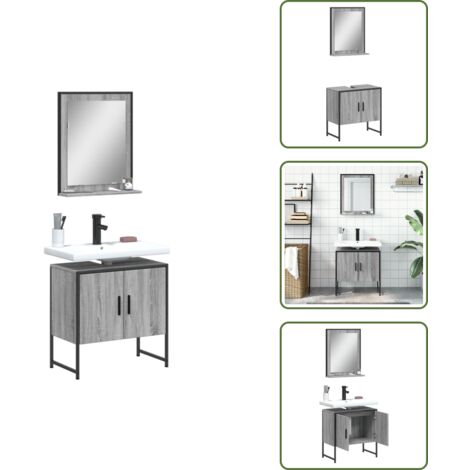 The Living Store Set de muebles de baño 2 pzas madera de ingeniería gris sonoma - Muebles de baño