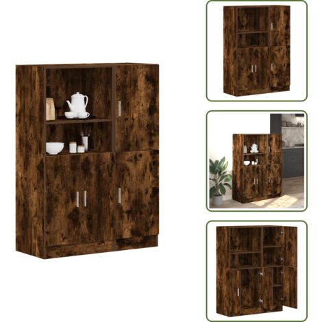 The Living Store Set de muebles de cocina 2 pzas madera ingeniería roble ahumado - Muebles de cocina