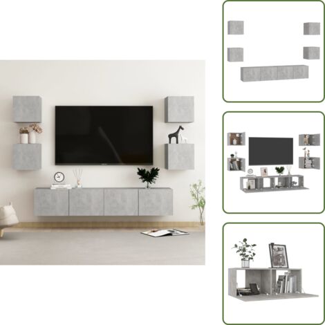 The Living Store Set de muebles de salón 6 pzas madera ingeniería gris hormigón - Muebles de TV