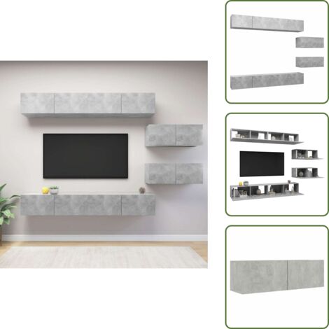 The Living Store Set de muebles de salón 6 pzas madera ingeniería gris hormigón - Muebles de TV