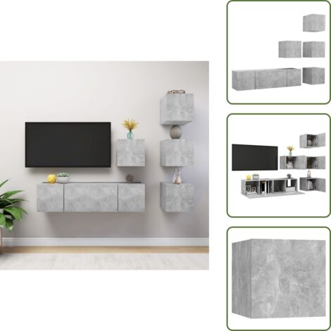 The Living Store Set de muebles de salón 6 pzas madera ingeniería gris hormigón - Muebles de TV