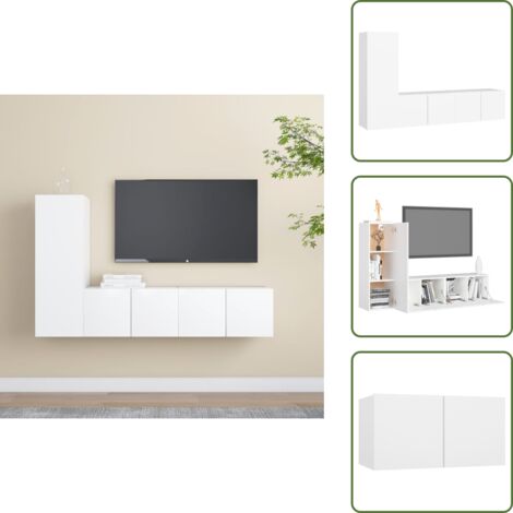 The Living Store Set de muebles de salón TV 3 piezas madera de ingeniería blanco - Muebles de TV