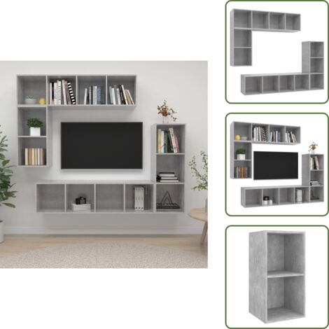 The Living Store Set de muebles de TV 4 pzas madera contrachapada gris hormigón - Armarios de TV