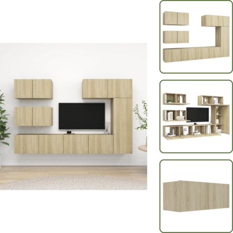 The Living Store Set de muebles salón TV 6 pzas madera ingeniería roble Sonoma - Muebles de salón