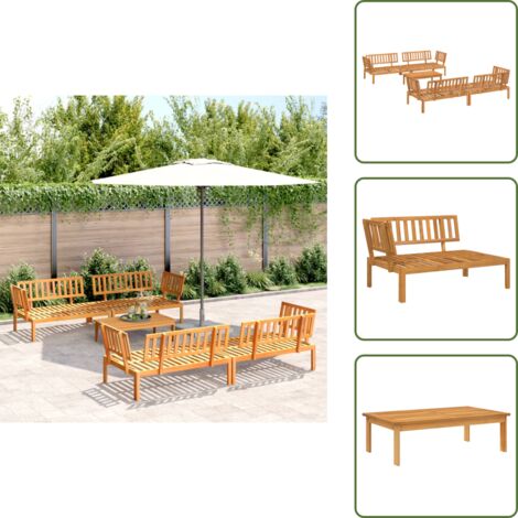 The Living Store Set de sofás de palets de jardín 5 pzas madera maciza de acacia - Muebles de exterior