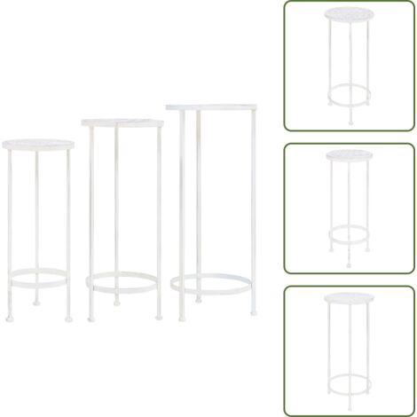 The Living Store Set de soportes para plantas estilo vintage 3 uds metal blanco - Jardineras vintage