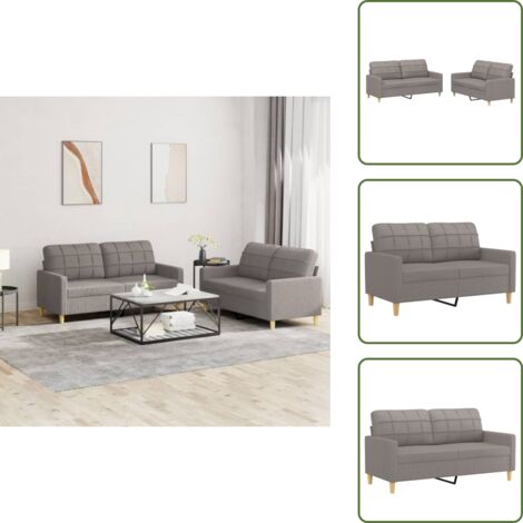 The Living Store Set di Divani 2 pz con Cuscini Tortora in Tessuto - Divano in tessuto