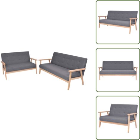 The Living Store Set di Divani 2 pz in Tessuto Grigio Scuro - Divano a 3 posti