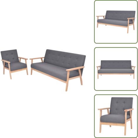 The Living Store Set di Divani 2 pz in Tessuto Grigio Scuro - Poltrona