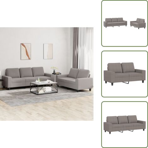 The Living Store Set di Divani 2 pz Tortora in Tessuto - Divano a 3 posti