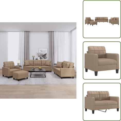 The Living Store Set di Divani 4 pz con Cuscini Cappuccino in Similpelle - Divano a 2 posti
