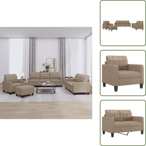 The Living Store Set di Divani 4 pz con Cuscini cappuccino in Similpelle - Divano a 2 posti