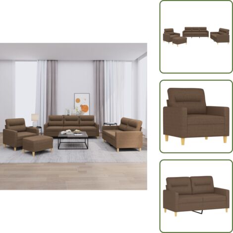 The Living Store Set di Divani 4 pz con Cuscini Marrone in Tessuto - Divano a 2 posti