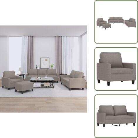 The Living Store Set di Divani 4 pz con Cuscini Tortora in Tessuto - Divano a 2 posti