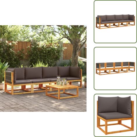 The Living Store Set di divani da giardino 4 pezzi con cuscini in legno di acacia e corda - Divano angolare