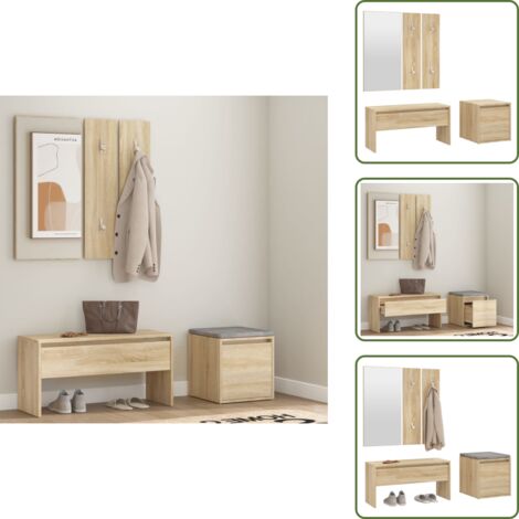 The Living Store Set di Mobili da Corridoio Rovere Sonoma in Legno Multistrato - Set ingresso