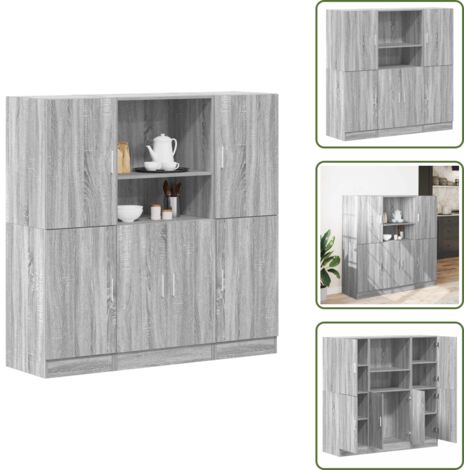 The Living Store Set di Mobili da Cucina 3 pz Grigio Sonoma in Truciolato - Mobili da cucina