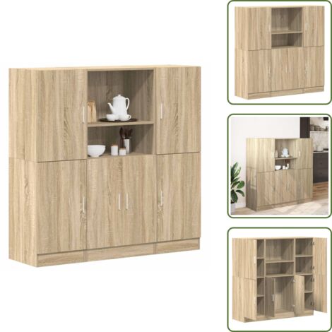 The Living Store Set di Mobili da Cucina 3 pz Rovere Sonoma in Truciolato - Mobili da cucina