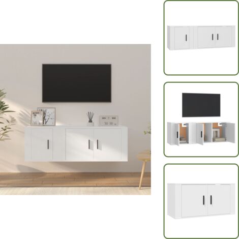 The Living Store Set di Mobili Porta TV 2 pz Bianco in Legno Multistrato - Mobili per TV