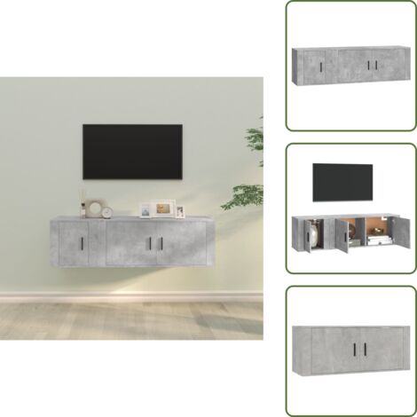 The Living Store Set di Mobili Porta TV 2 pz Grigio Cemento in Legno Multistrato - Mobili per TV