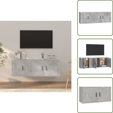 The Living Store Set di Mobili Porta TV 2 pz Grigio Cemento in Legno Multistrato - Mobili per TV