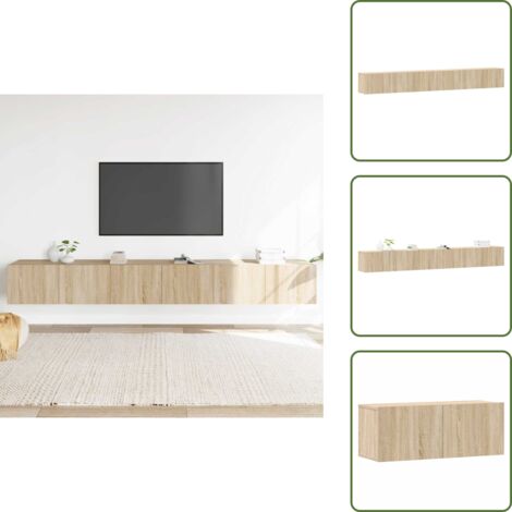 The Living Store Set di Mobili Porta TV 3 pz Rovere Sonoma in Legno Multistrato - Mobili in legno multistrato