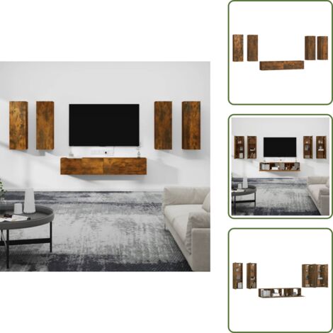 The Living Store Set di Mobili Porta TV 6 pz Rovere Fumo in Legno Multistrato - Mobile TV a parete