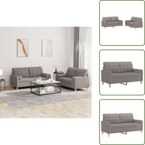 The Living Store Set Divani 2 pz con Cuscini Tortora in Tessuto - Divano in tessuto
