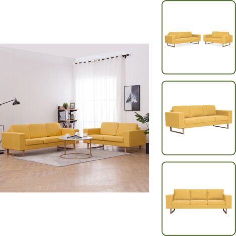 The Living Store Set Divani 2 pz in Tessuto Giallo - Divano a 2 posti