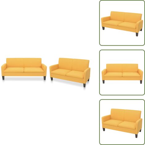The Living Store Set Divani 2 pz in Tessuto Giallo - Divano a 3 posti