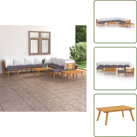 The Living Store Set Divani da Giardino 12 pz con Cuscini in Massello di Acacia - Divano in legno