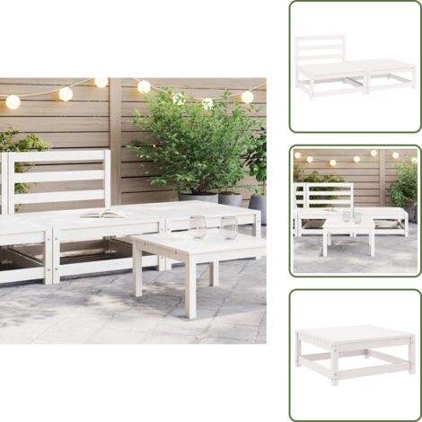 The Living Store Set Divani da Giardino 2 pz Bianchi in Legno Massello di Pino - Salotto da giardino