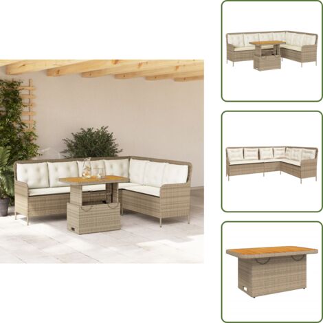 The Living Store Set Divani da Giardino 2 pz con Cuscini Beige in Polyrattan - Tavolo da giardino