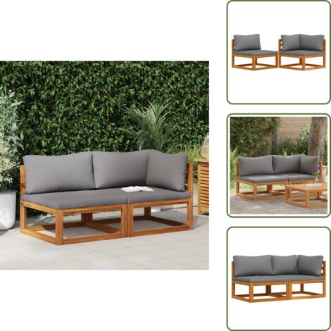The Living Store Set Divani da Giardino 2 pz con Cuscini Grigio Scuro in Acacia - Divano in legno
