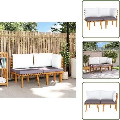 The Living Store Set Divani da Giardino 2 pz con Cuscini in Massello di Acacia - Divani in legno