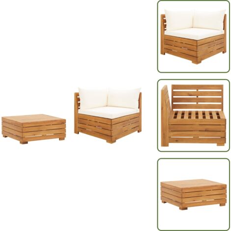 The Living Store Set Divani da Giardino 2 pz con Cuscini in Massello di Acacia - Divano in legno