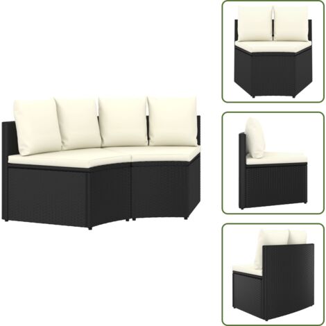 The Living Store Set Divani da Giardino 2 pz con Cuscini in Polyrattan Nero - Divani in rattan
