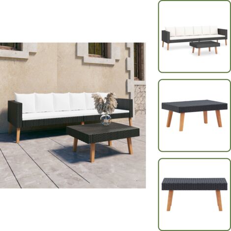 The Living Store Set Divani da Giardino 2 pz con Cuscini in Polyrattan Nero - Set da giardino