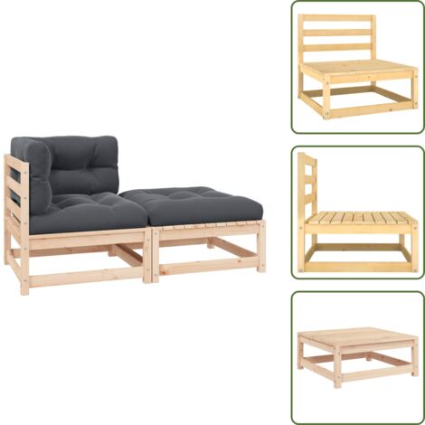 The Living Store Set Divani da Giardino 2 pz con Cuscini Legno Massello Pino - Divano da esterno