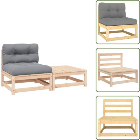 The Living Store Set Divani da Giardino 2 pz con Cuscini Legno Massello Pino - Divano da esterno