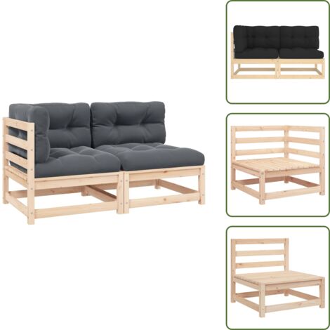 The Living Store Set Divani da Giardino 2 pz con Cuscini Legno Massello Pino - Divano in legno