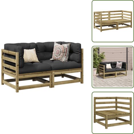 The Living Store Set Divani da Giardino 2 pz in Legno Impregnato di Pino - Sedute da esterno